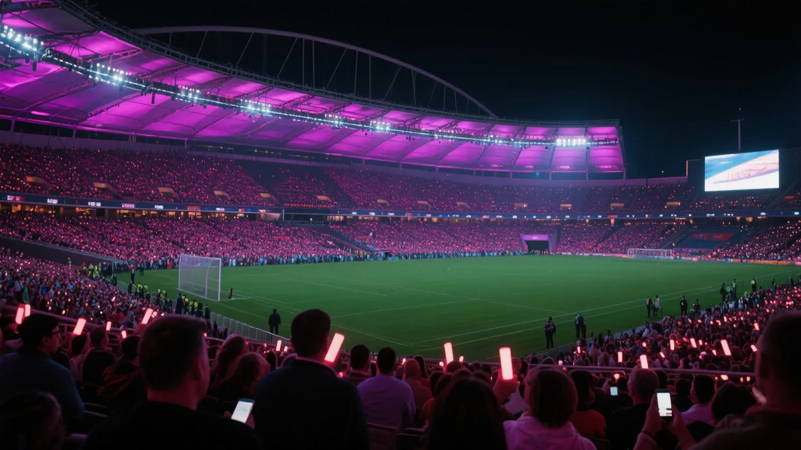 体育场灯光与观众热情